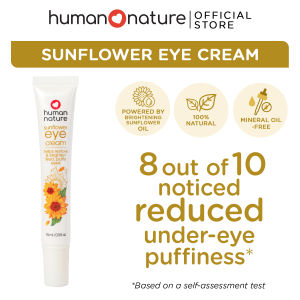 Human Nature Sunflower Eye Cream 15ml 100% Natural with Sunflower Beauty Oil | Nourishing Brightening Depuffing Smoothening (No Harmful Chemicals)