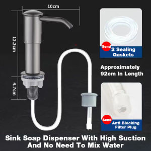 ZiinLife Kitchen Sink Soap Dispenser with 1M Extension Tube Kit and Drain Rack Large Flow with ABS Pump