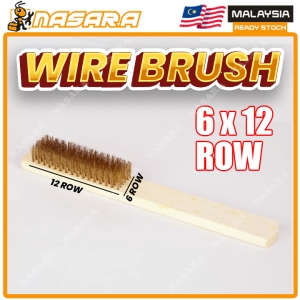 Nasara Copper Wire Brush With Wooden Handle Metal High-Density Steel Wire Brush Cleaning Scrub / Berus Dawai Tembaga / 木柄铜丝刷
