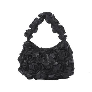 Fashionable Women Clutch Purse with Satins 3D Rose Flower Decoration Sequined Evening Handbag for Weddings Prom Parties