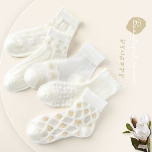 Cô Gái tất mùa hè Cotton Mỏng Mềm Mại Thoáng Khí phong cách công chúa Cho Trẻ Em
