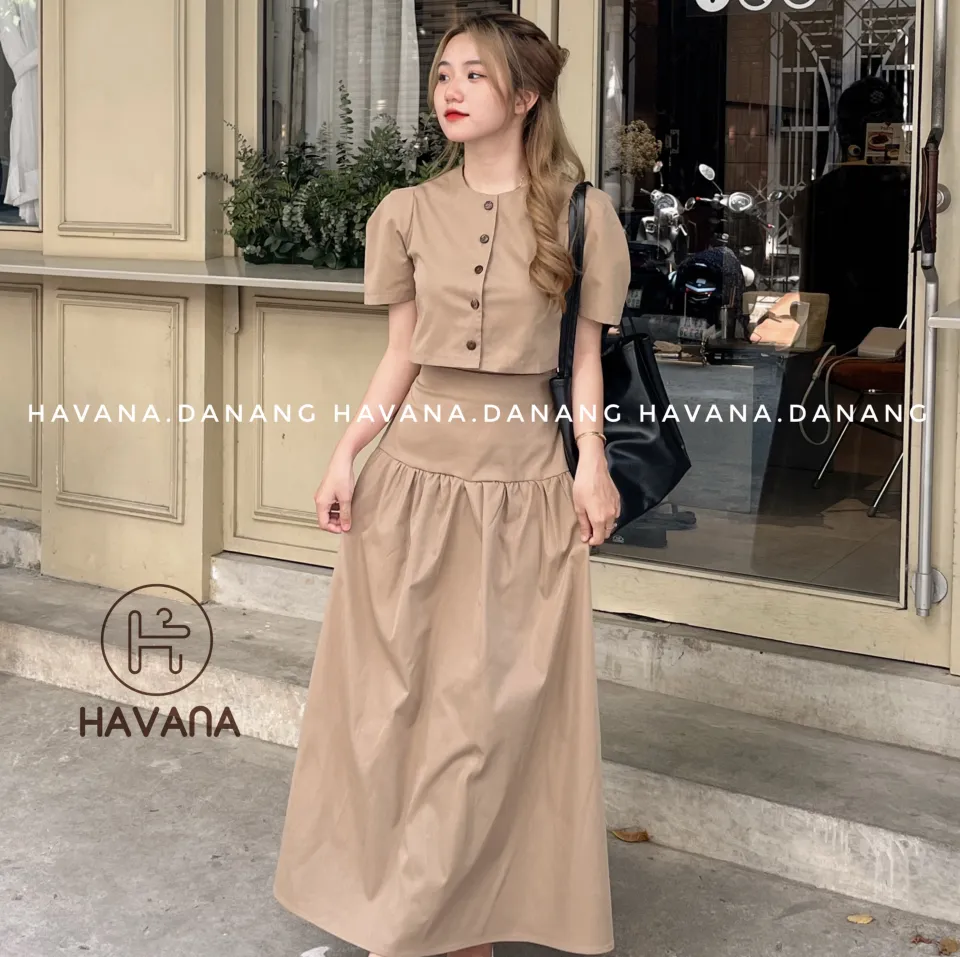 Chân váy dáng dài thô xòe to cạp chun co giãn CV1810 - NhiNhi Shop | Shopee  Việt Nam