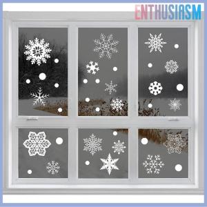 【Enthusiasm】🌟🌟【Hot Sale】🎈 Giáng sinh 37pcs long lanh bông tuyết clings cửa sổ phim kính Sticker tĩnh decal