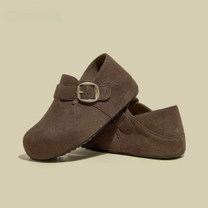 [Free Shipping] 2026 Autumn/Winter New WomenS Flat Shoes With Hidden Heel Velcro Closure Two-Way Wear Round Toe Suede