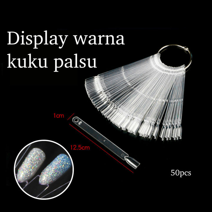 50pcs Display Warna Kuku Palsu Nail Art tools Ring Chart nail color ...