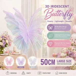 Artificial Butterfly Wall Decor 3D Silk Yarn Gauze Hanging Wedding Party Backdrop Photo Prop