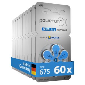 แบตเตอรี่เครื่องช่วยฟัง Powerone ขนาด 675 ไม่มีปรอท ผลิตในเยอรมนี แพ็คแท้ 60