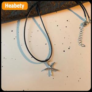 【2-3 days delivery】 Retro Black Rope Heart Shell Pendant Necklace For Women Starfish Clavicle Chain Necklace Trendy Accessories Gift