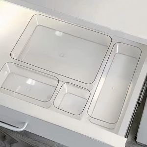 Jiashi nhựa trong ngăn kéo hộp sắp xếp đồ cho bàn tủ vật tư văn phòng lưu trữ với chia ngăn