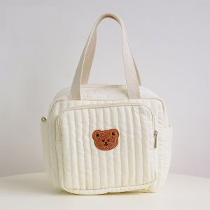 HamshMoc Portable Mum Bag Handheld Shoulder Bag Cotton Fabric Large Opening Easy Access For Baby Care