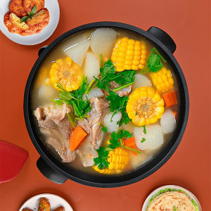 hananre Electric Caldron Red Electric Frying Pan Steaming Boiling Stewing Multifunctional Electric Chafing Dish