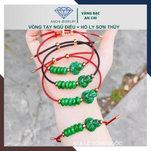 Vòng tay đồng điếu mix cỏ bốn lá hồ ly túi tiền ngọc sơn thủy vàng bạc an chi