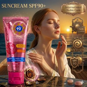 Kem chống nắng Rose SPF90+ PA+++ UV+ Bảo vệ cao 60g/60ml    Kem chống nắng có màu làm trắng da KISS    Không nhờn rít thấm nhanh    Mặt & Cơ thể    Da nhạy cảm    Tất cả các tông màu da: Màu be nhạt    Tôi