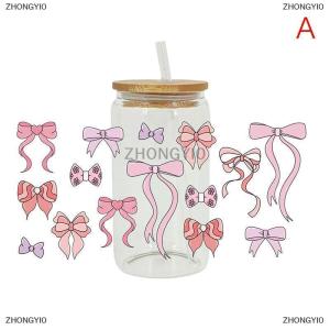 [COD] ZHONGYI0 3D UV dtf chuyển Stickers 16oz cup kết thúc tốt đẹp phim hoạt hình Bow in cho DIY gốm kim loại da