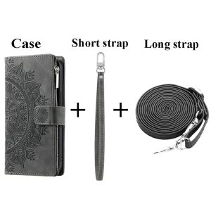 Crossbody Zipper Leather Case for iPhone 17 Pro Max Flip Cover iPhone Air 16e 15 14 13 Pro 14 15 16 Plus 17e Wallet Funda2026