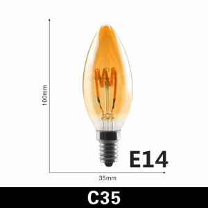 E14 E27 Spiral Light 4W LED Filament Bulb 220V 2200K Retro Vintage Warm White Amber Glass G80 G95 G125 C35 T45 ST64 T225 Lamps Decorative Lighting Dimmable Edison Lamp