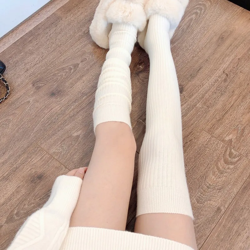 We Flower Fashion School Style Black White Grey Knee Socks For