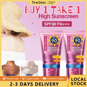 Trotinic 【buy1 Take 1】1/3/5pcs SPF90+ SUNSCREEN Rose Isolation BB Cream Powerful Anti-ultraviolet Refreshing Oil-Free Formula All Day Light Waterproof Sweatproof Active Moisturizing Multi-effect Repair Essence FACE BODY Sunscreen