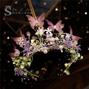 Bridal Crown Childrens Garland Headdress Princess Butterfly Forest Flower Headband Hair Accessories