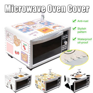 Cartoon Microwave Oven Dust Cloth Cover with Storage Bag Waterproof Dustproof Cloth Cover Home Decor