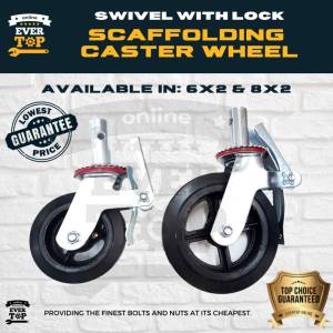 HD Scaffolding Rubber Caster Wheel | 6x2 & 8x2 | Sold Per pc| Rubber Type with Break