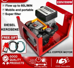 220V Self Priming Electric Oil Pump 550W Electric Fuel Self-Priming Transfer Pump Oil Diesel KeroseneTransmission Power Pump 60L/Min Large Flow And High-precision Quantitative Car Mounted Fuel Dispenser Oil Pump Fixed Amount Meter Pumping Unit