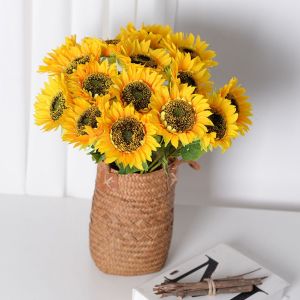ROBERTA Yellow 20 in Home Layout Bride Gifts Realistic Creative Sunflower Bouquet Wedding Decor Artificial Sunflower Flower DIY