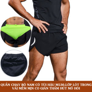Quần Chạy Bộ Nam 2 Lớp Túi Hậu Kéo Khóa M530