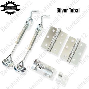Paket Lengkap Jendela Engsel 3 Inch Tebal Grendel 2 inch Pengunci dan Hak Angin Penyangga Jendela 20cm