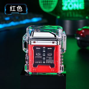 Bật lửa điện sạc USB mới nhất năm 2023 kèm đèn Led vỏ trong suốt chống thấm nước