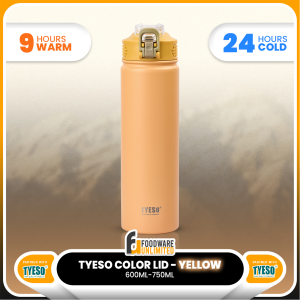 TYESO 600ml-750ml Color Lid Sports (Yellow) Vacuum Insulated Stainless Steel Tumbler Drinking Flask