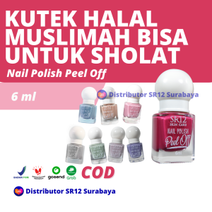 SR12 Kutek Halal Muslimah Nail Polish Peel Off Ready 8 Varian BPOM Original Bisa Untuk Sholat Halal MUI