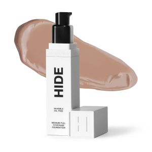 Kem nền dạng lỏng cao cấp HIDE kem nền đa năng chống thấm nước độ che phủ vừa phải/tot phù hợp với mọi loại da (xem bảng màu) màu Chiffon dung tích 1 fl oz.