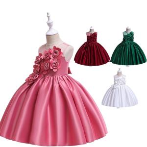 Girls Flower Dress Bow Formal Sleeveless Party Mesh Princess Kids clothing