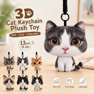 13cm Simulation Cat Keychain Pendant Big Head Cat Plush Doll Calico Keychain Charms Gift