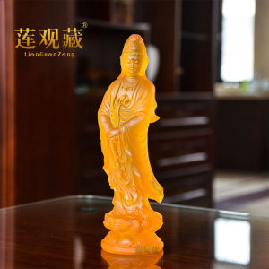 家用观音菩萨水琉璃站观世音菩萨佛像保平安家居客厅装饰镇宅摆件