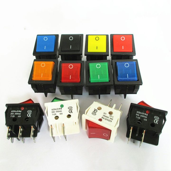 Interrupteur Bascule ON/OFF/ON 30A 250V AC - KCD4, 6 Broches, Noir, Contact Argenté, Pour Applications Haute Puissance