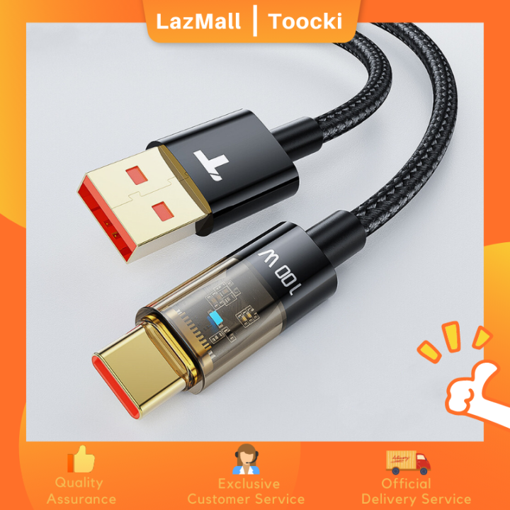 Toocki 100w PD Type C Cable QC Fast Charging USB To C/USB Charger  With Led Light Lazada PH
