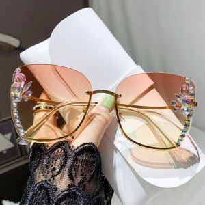 JN IMPRESSION New Fashion Rhinestone Ladies Sunglasses Sunscreen Anti-UV Sunshade Glasses