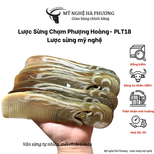 Lược sừng Phượng Hoàng cuốn chạm 2 mặt tỉ mỉ và sắc nét
