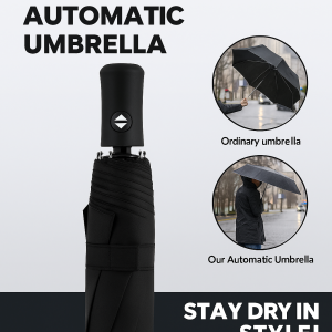 Black Plastic Sun Umbrella Fullautomatic Sturdy Folding Sunscreen Umbrella Rain And Sun Dual Use Umbrella晴雨两用伞