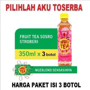 FRUIT TEA Sosro STRAWBERRY PET 350 ml - ( HARGA 3 botol )