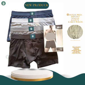 Set 3 Pcs Boxer Pria Katun Premium Alami Nyaman Multicolor /Celana Dalam Pria Segi Empat Karet Polos