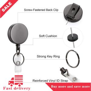 [COD] Retractable Metal Wire Keychain Pull Badge Reel ID Lanyard Name Tag Card Badge Easy-to-pull Buckle Rope Elastic Key Ring