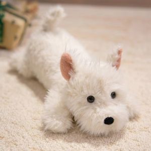 YUDESHUI 45cm Búp bê nhồi bông Schnauzer Sống động như thật Mềm mại Gối ném hình chó Dễ thương Tóc xù Đồ chơi nhồi bông chó West Highland Quà tặng cho người yêu thú cưng