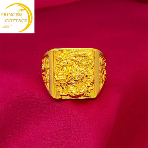 Pure 24k Pawnable Saudi Gold Dragon ring embossed domineering mens open ring hip hop personality jewelry