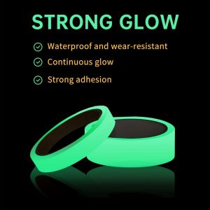 1pc 3M Luminous Tape Adhesive Tape Night Vision Glow In Dark Safety Warning Security Stage Tapes Sticker Long-Lasting Fluorescent Tape Luminous Tape For Halloween Night Decorations Outdoor Sports
