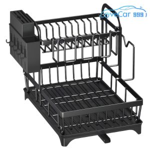 42×30CM Thickened Carbon Steel Dish Drying Rack Large Capacity & Space Saving Large Dish Rack