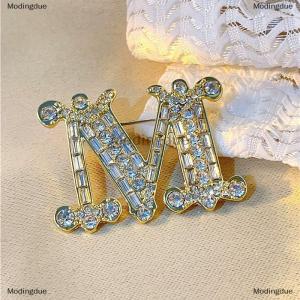 [COD] Modingdue Fashion Zircon M-letter Brooch Pin For Backpack Collar Lapel Pin Party Jewelry Accessories