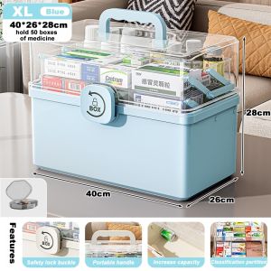 Medicine Box Large First Aid Kit Storage Box Transparent Portable Family Medicine Organizer Box Container